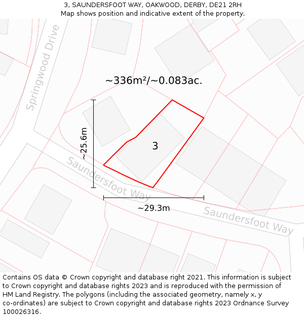 3, SAUNDERSFOOT WAY, OAKWOOD, DERBY, DE21 2RH: Plot and title map