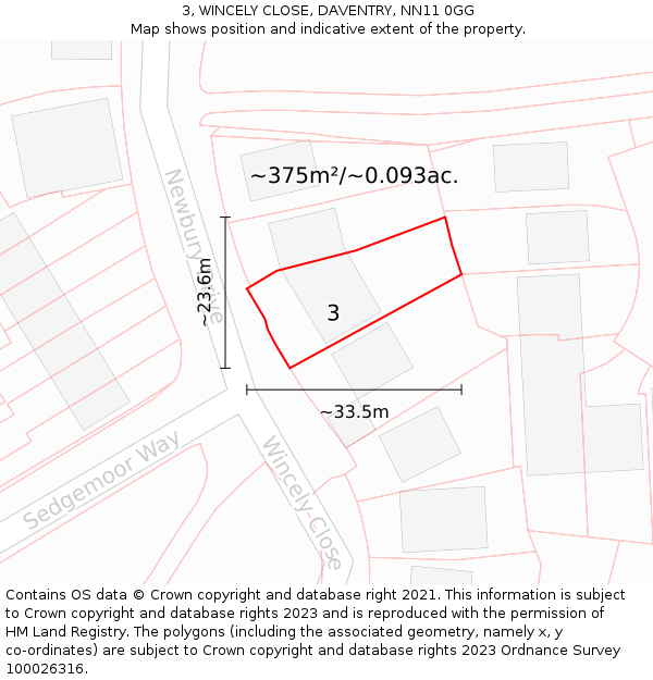 3, WINCELY CLOSE, DAVENTRY, NN11 0GG: Plot and title map