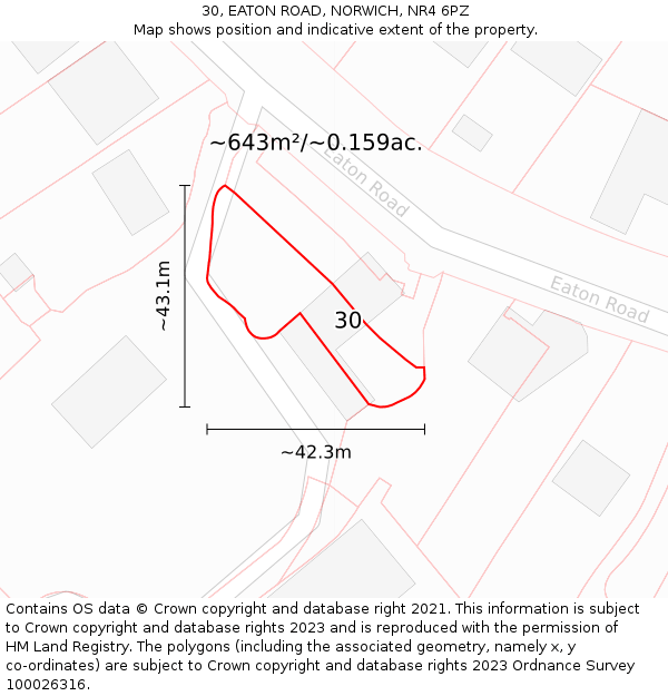 30, EATON ROAD, NORWICH, NR4 6PZ: Plot and title map
