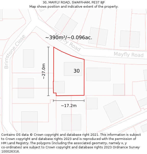 30, MAYFLY ROAD, SWAFFHAM, PE37 8JF: Plot and title map