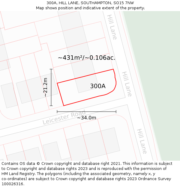 300A, HILL LANE, SOUTHAMPTON, SO15 7NW: Plot and title map