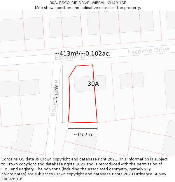 30A, ESCOLME DRIVE, WIRRAL, CH49 1SF: Plot and title map