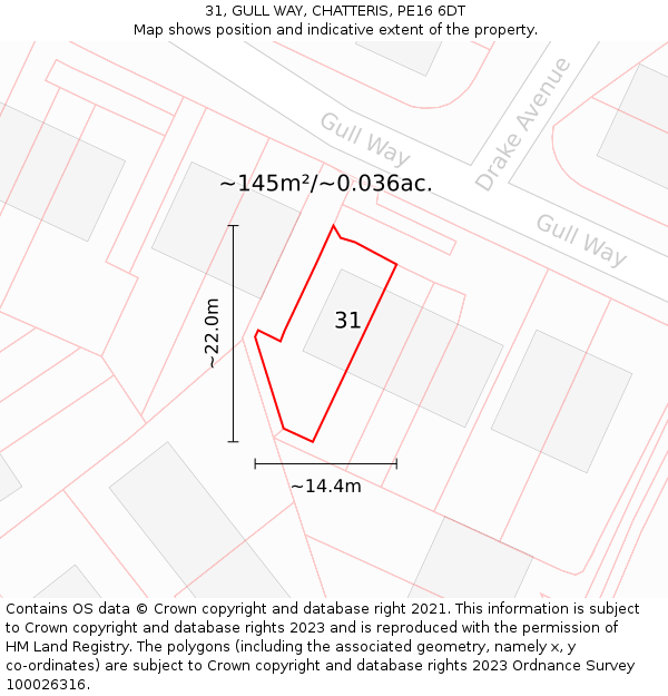 31, GULL WAY, CHATTERIS, PE16 6DT: Plot and title map
