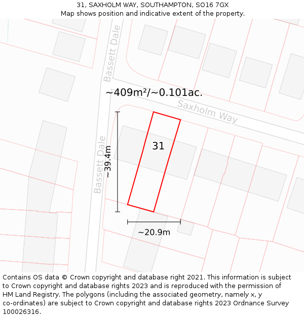31, SAXHOLM WAY, SOUTHAMPTON, SO16 7GX: Plot and title map