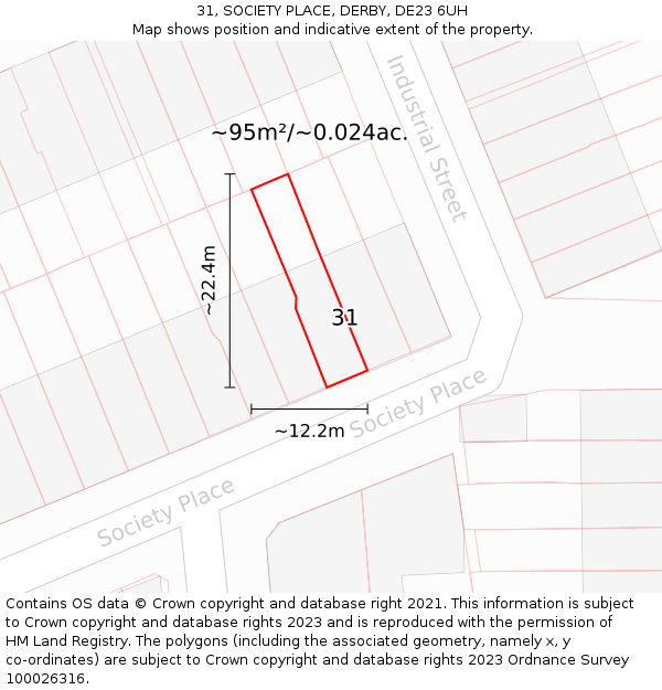 31, SOCIETY PLACE, DERBY, DE23 6UH: Plot and title map