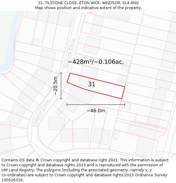 31, TILSTONE CLOSE, ETON WICK, WINDSOR, SL4 6NG: Plot and title map