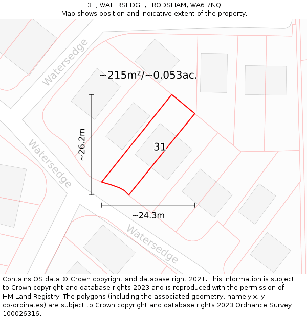 31, WATERSEDGE, FRODSHAM, WA6 7NQ: Plot and title map