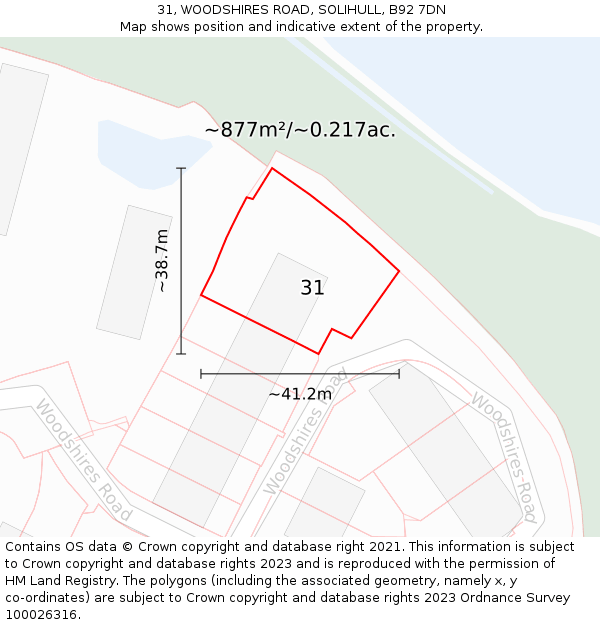 31, WOODSHIRES ROAD, SOLIHULL, B92 7DN: Plot and title map