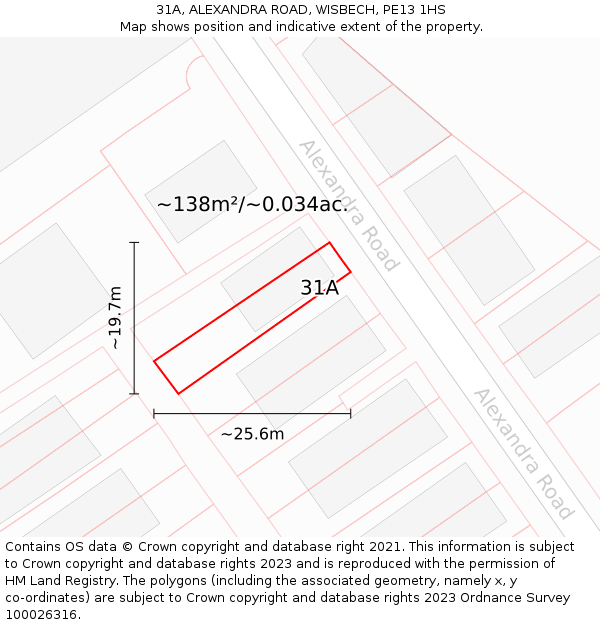 31A, ALEXANDRA ROAD, WISBECH, PE13 1HS: Plot and title map
