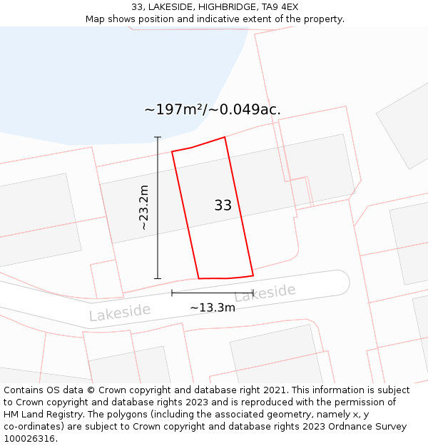 33, LAKESIDE, HIGHBRIDGE, TA9 4EX: Plot and title map