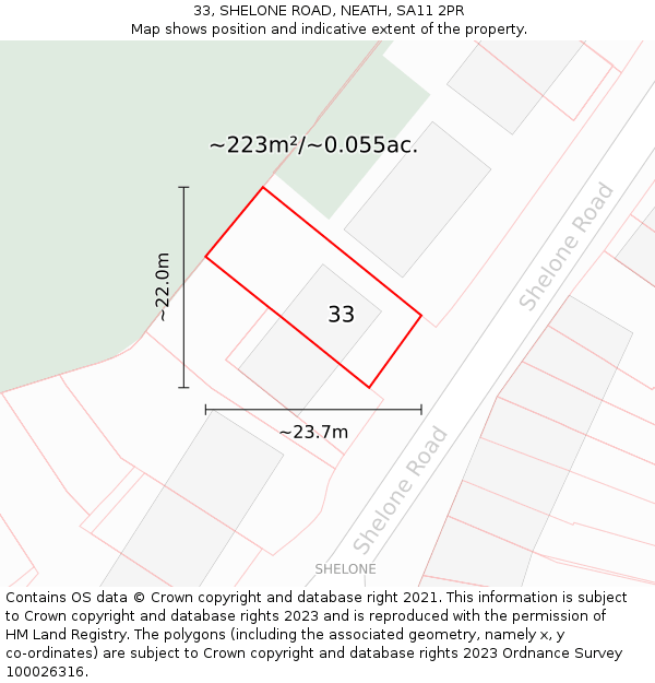 33, SHELONE ROAD, NEATH, SA11 2PR: Plot and title map