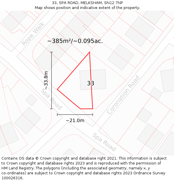 33, SPA ROAD, MELKSHAM, SN12 7NP: Plot and title map
