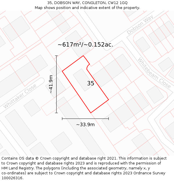 35, DOBSON WAY, CONGLETON, CW12 1GQ: Plot and title map