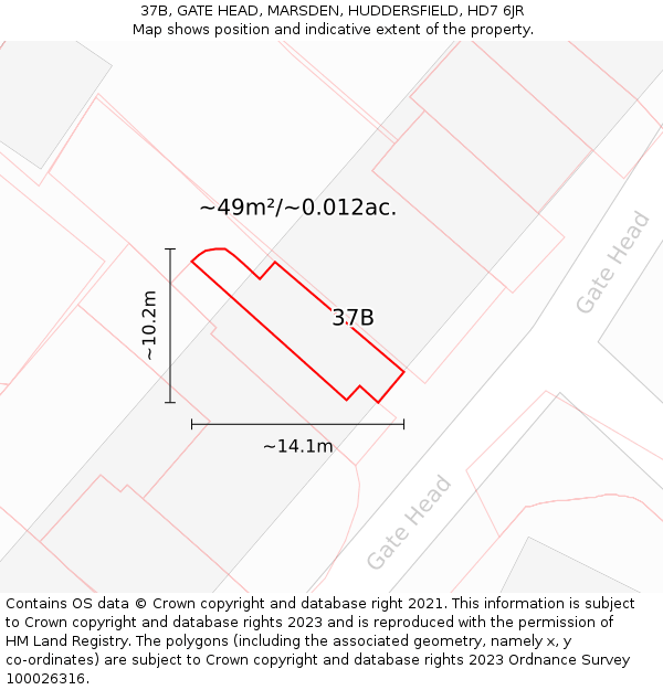 37B, GATE HEAD, MARSDEN, HUDDERSFIELD, HD7 6JR: Plot and title map