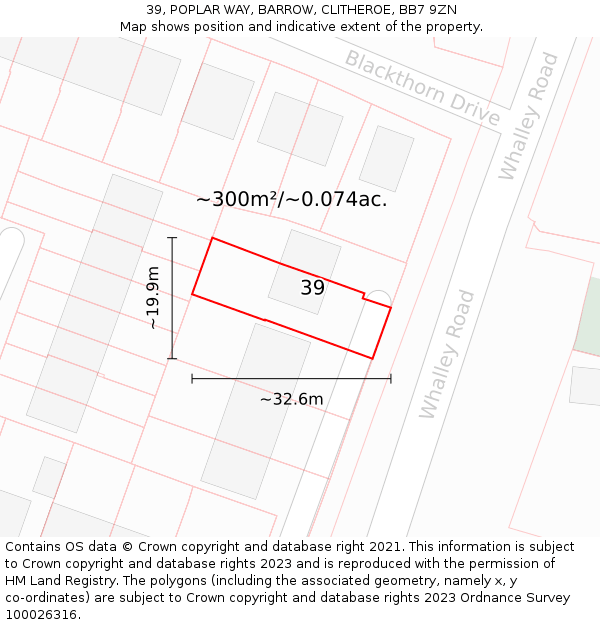 39, POPLAR WAY, BARROW, CLITHEROE, BB7 9ZN: Plot and title map