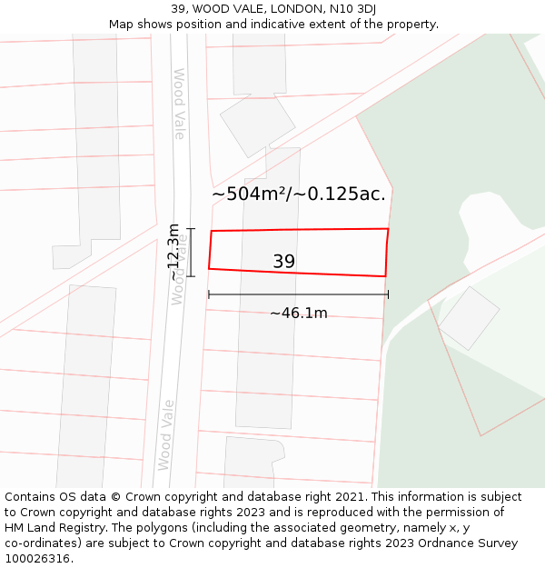 39, WOOD VALE, LONDON, N10 3DJ: Plot and title map