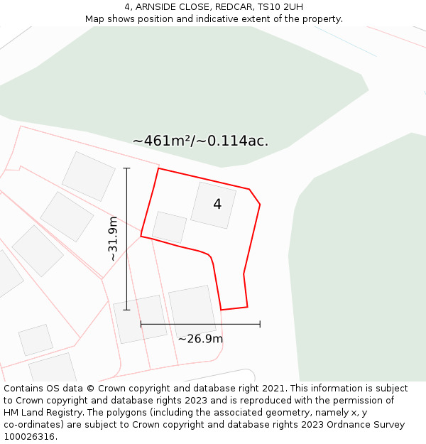 4, ARNSIDE CLOSE, REDCAR, TS10 2UH: Plot and title map