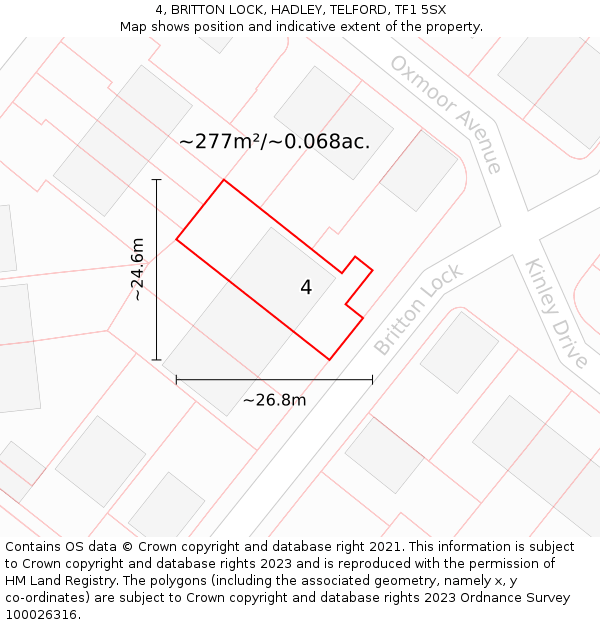 4, BRITTON LOCK, HADLEY, TELFORD, TF1 5SX: Plot and title map