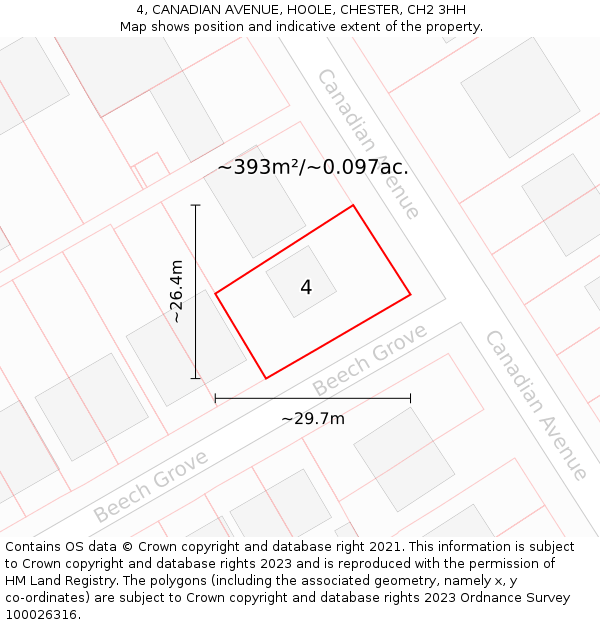 4, CANADIAN AVENUE, HOOLE, CHESTER, CH2 3HH: Plot and title map
