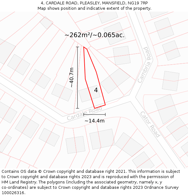 4, CARDALE ROAD, PLEASLEY, MANSFIELD, NG19 7RP: Plot and title map