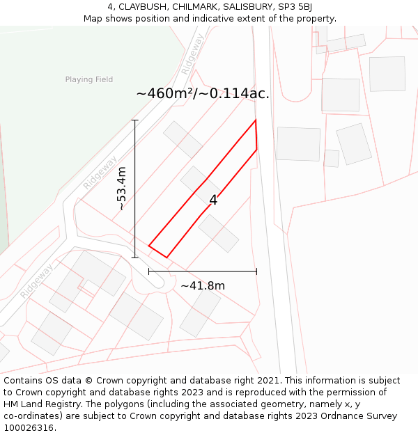 4, CLAYBUSH, CHILMARK, SALISBURY, SP3 5BJ: Plot and title map