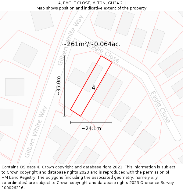 4, EAGLE CLOSE, ALTON, GU34 2LJ: Plot and title map