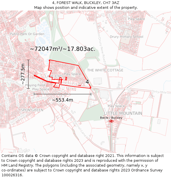 4, FOREST WALK, BUCKLEY, CH7 3AZ: Plot and title map