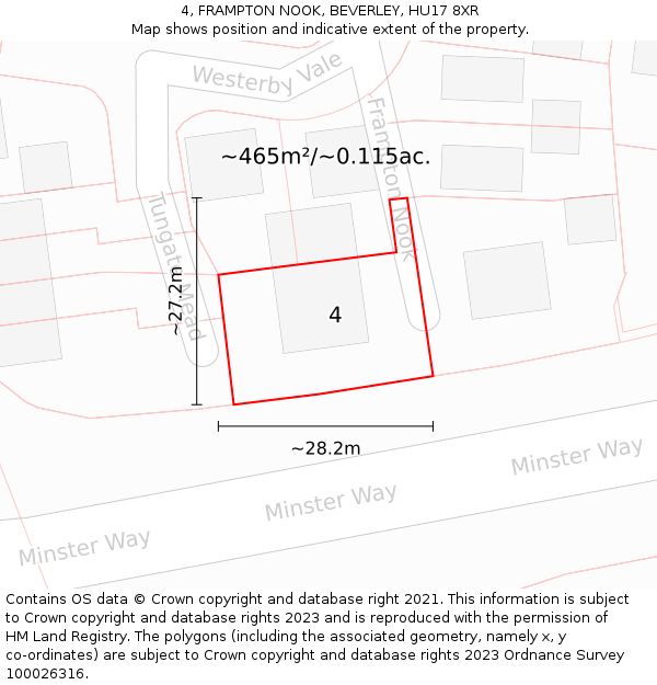 4, FRAMPTON NOOK, BEVERLEY, HU17 8XR: Plot and title map