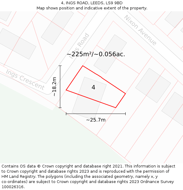 4, INGS ROAD, LEEDS, LS9 9BD: Plot and title map