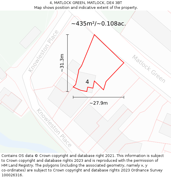 4, MATLOCK GREEN, MATLOCK, DE4 3BT: Plot and title map