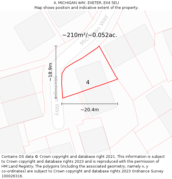 4, MICHIGAN WAY, EXETER, EX4 5EU: Plot and title map