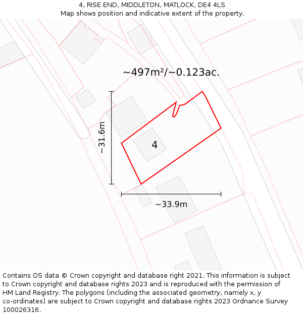 4, RISE END, MIDDLETON, MATLOCK, DE4 4LS: Plot and title map