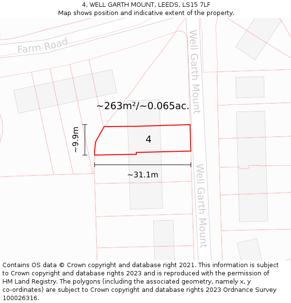 4, WELL GARTH MOUNT, LEEDS, LS15 7LF: Plot and title map