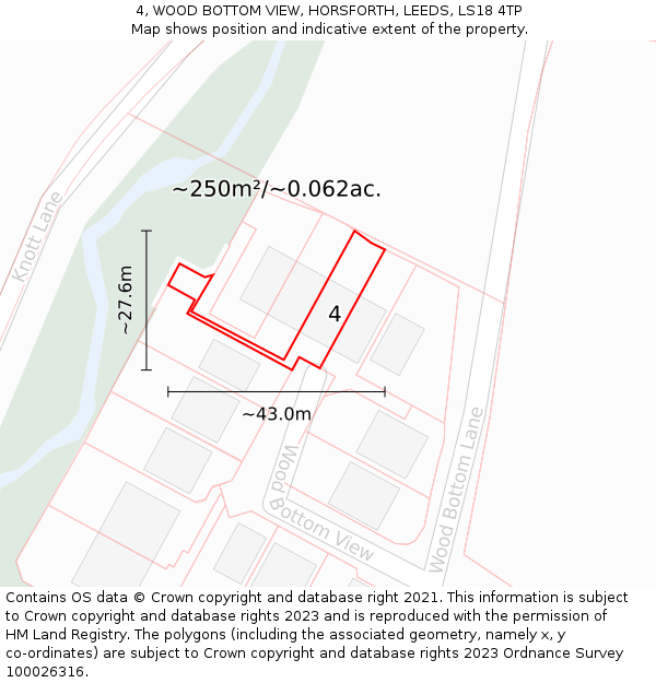 4, WOOD BOTTOM VIEW, HORSFORTH, LEEDS, LS18 4TP: Plot and title map