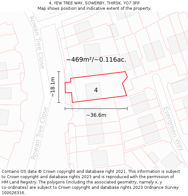 4, YEW TREE WAY, SOWERBY, THIRSK, YO7 3FP: Plot and title map