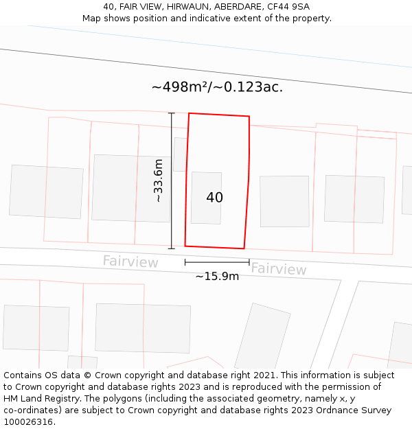 40, FAIR VIEW, HIRWAUN, ABERDARE, CF44 9SA: Plot and title map