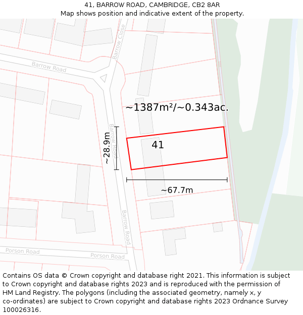 41, BARROW ROAD, CAMBRIDGE, CB2 8AR: Plot and title map