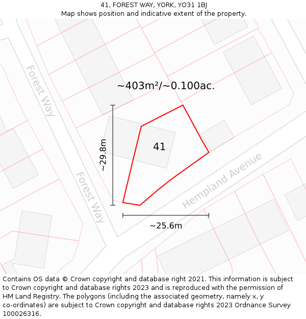41, FOREST WAY, YORK, YO31 1BJ: Plot and title map