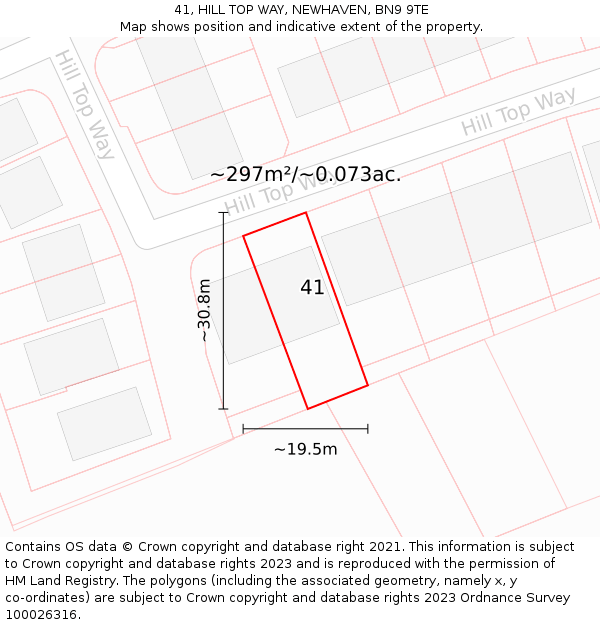 41, HILL TOP WAY, NEWHAVEN, BN9 9TE: Plot and title map