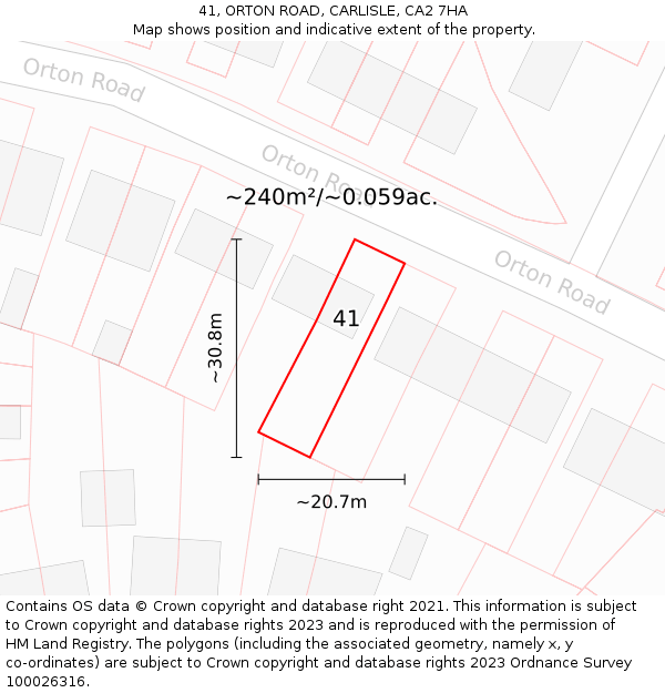 41, ORTON ROAD, CARLISLE, CA2 7HA: Plot and title map