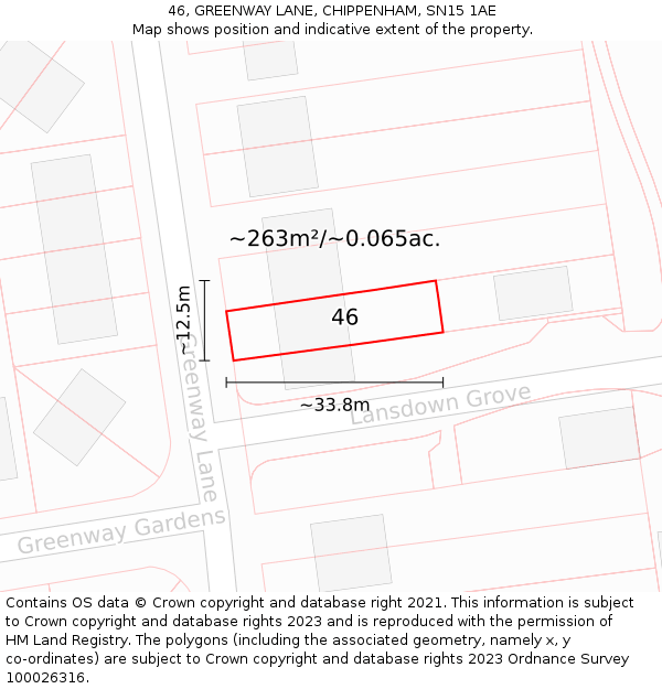 46, GREENWAY LANE, CHIPPENHAM, SN15 1AE: Plot and title map