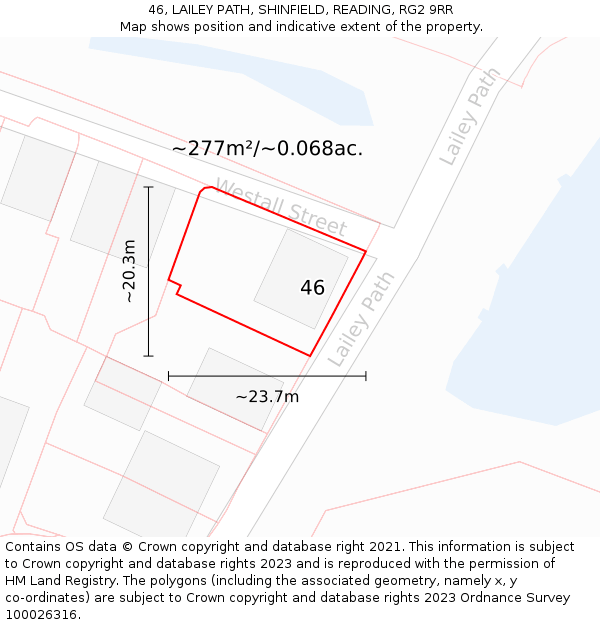 46, LAILEY PATH, SHINFIELD, READING, RG2 9RR: Plot and title map