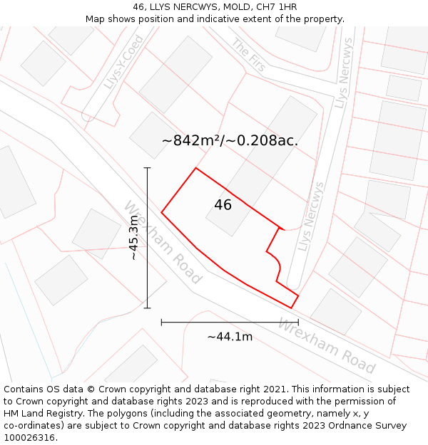 46, LLYS NERCWYS, MOLD, CH7 1HR: Plot and title map
