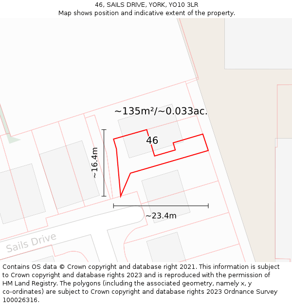 46, SAILS DRIVE, YORK, YO10 3LR: Plot and title map