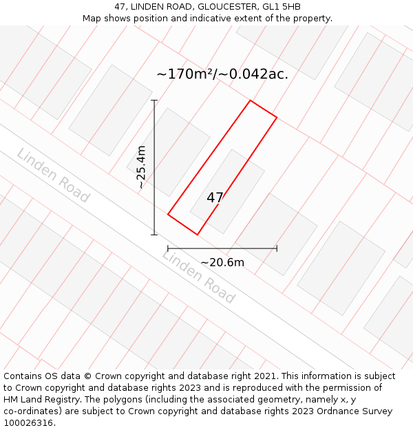 47, LINDEN ROAD, GLOUCESTER, GL1 5HB: Plot and title map