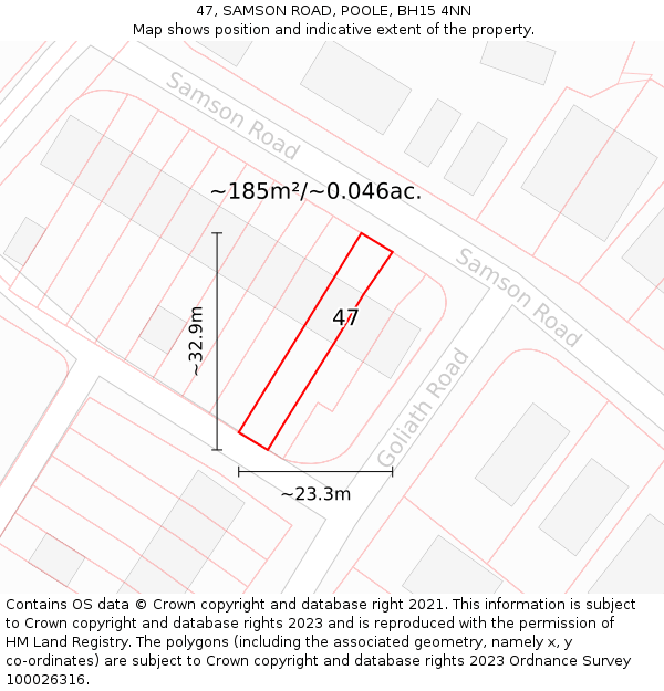 47, SAMSON ROAD, POOLE, BH15 4NN: Plot and title map