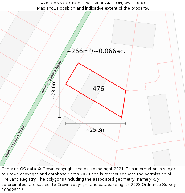 476, CANNOCK ROAD, WOLVERHAMPTON, WV10 0RQ: Plot and title map