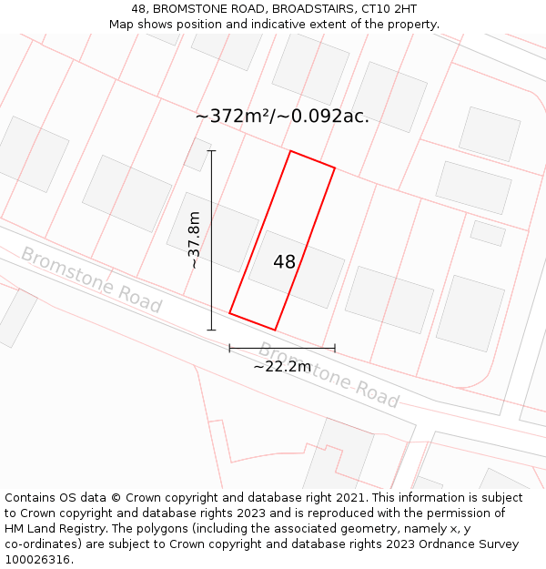 48, BROMSTONE ROAD, BROADSTAIRS, CT10 2HT: Plot and title map
