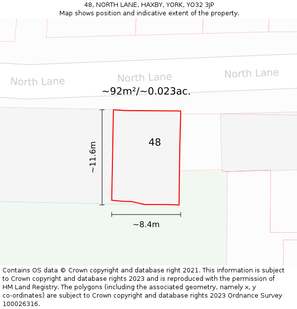 48, NORTH LANE, HAXBY, YORK, YO32 3JP: Plot and title map