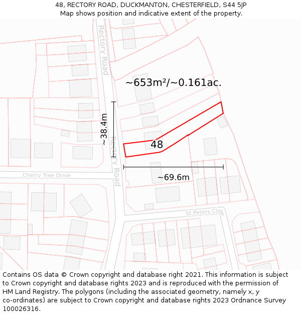 48, RECTORY ROAD, DUCKMANTON, CHESTERFIELD, S44 5JP: Plot and title map
